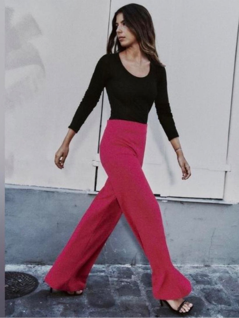 NWT Zara  Hot Pink Flare Stretchy Flowy Pants